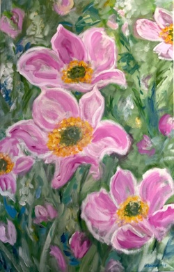 Herbstanemonen<br>
AcrylLeinen <br>
145x90cm<br>
2021