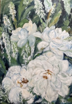 Schneewittchenrose<br>
Acryl/Leinen<br>
145x100cm<br>
2021